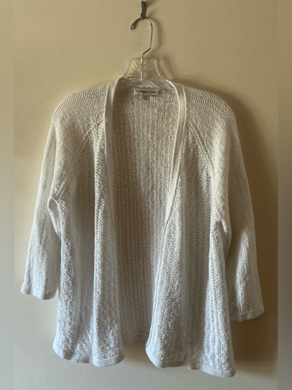 Coldwater Creek White Open Knit  Cardigan Sweater Size 10-12